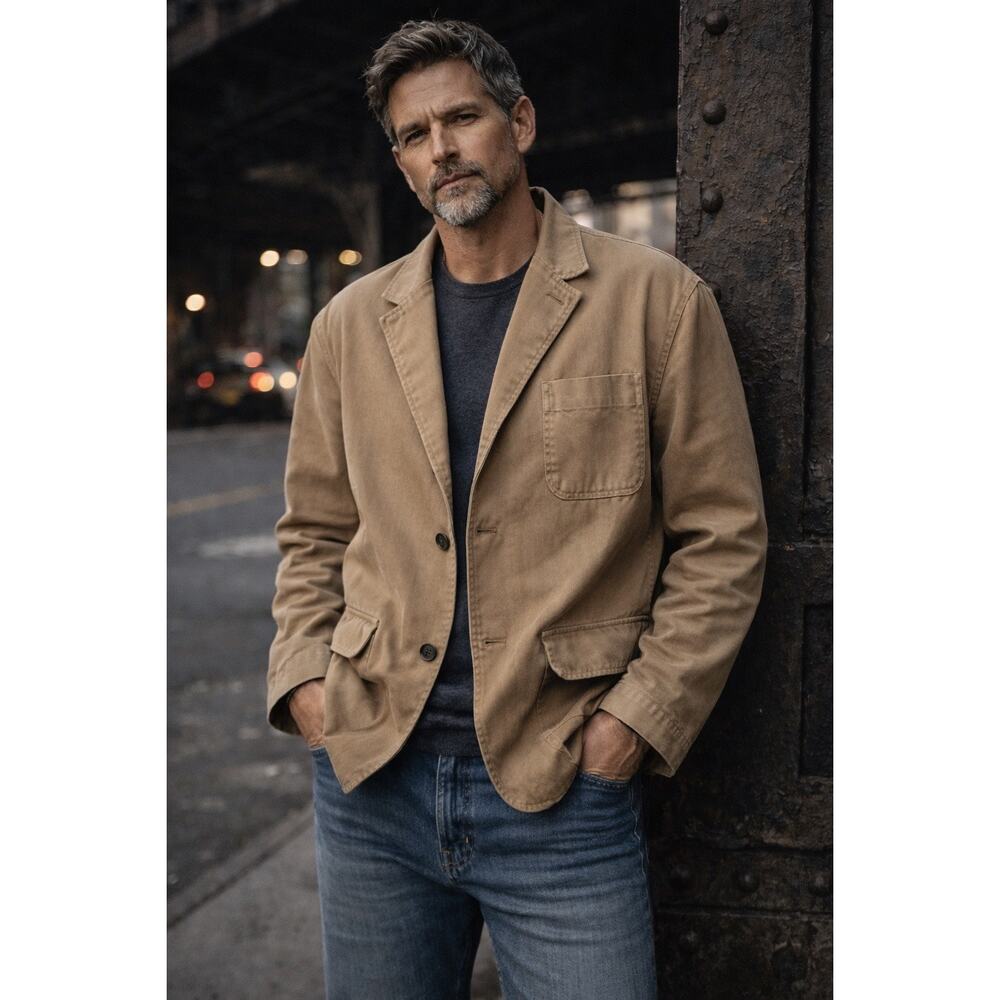 Alex Mill Sack Unstructured Stretch Cotton Twill Blazer Men’s Beige Large